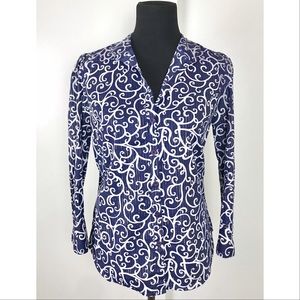 Lilly Pulitzer Navy and Gold Metallic Button Down